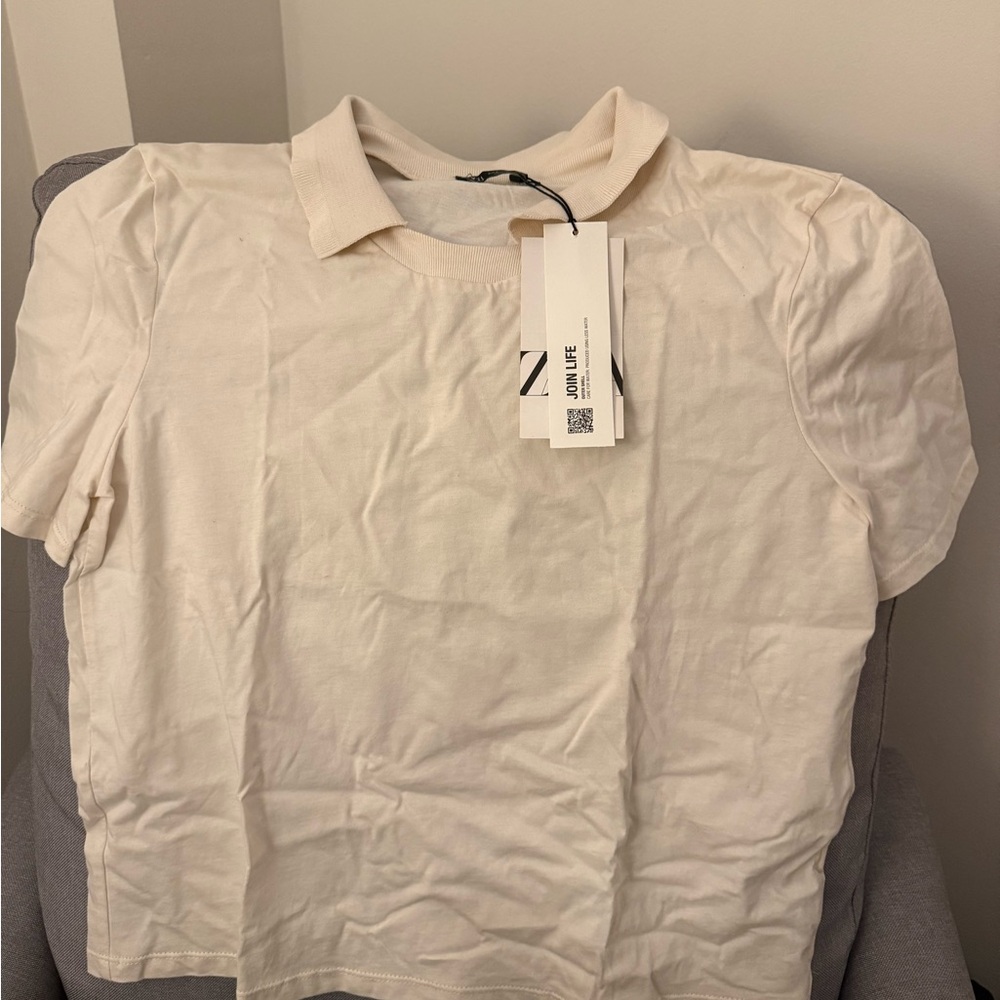 Zara Off-White Collared Shirt